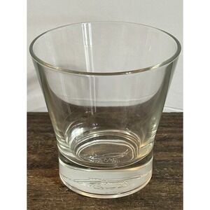 Clear Glass Tumbler Crown Royal Etched Heavy Base Rocks Glass Barware Vintage
